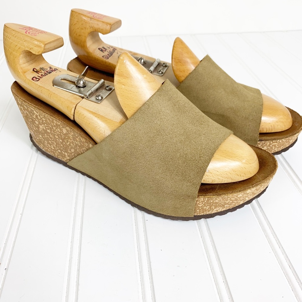 A . Gianetti Suede Mule Cork Sandals Wedge - Picture 1 of 5